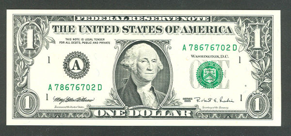 Fr.1923-A, 1995 $1 Web Note, A-D Block